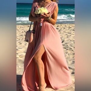 Pink long dress asos
